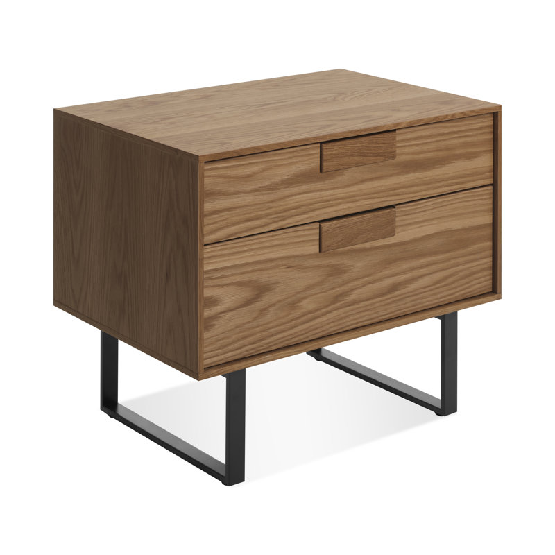 Series 11 2 - Drawer Nightstand, Black/Walnut