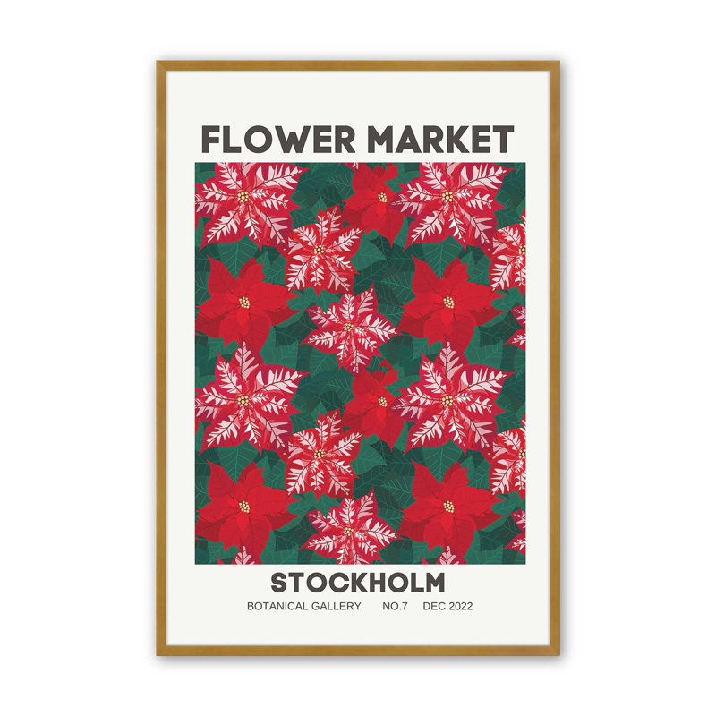 Marché aux fleurs des Fêtes I, Cadre simple en or poli, H 15,25 po x l 12,25 po
