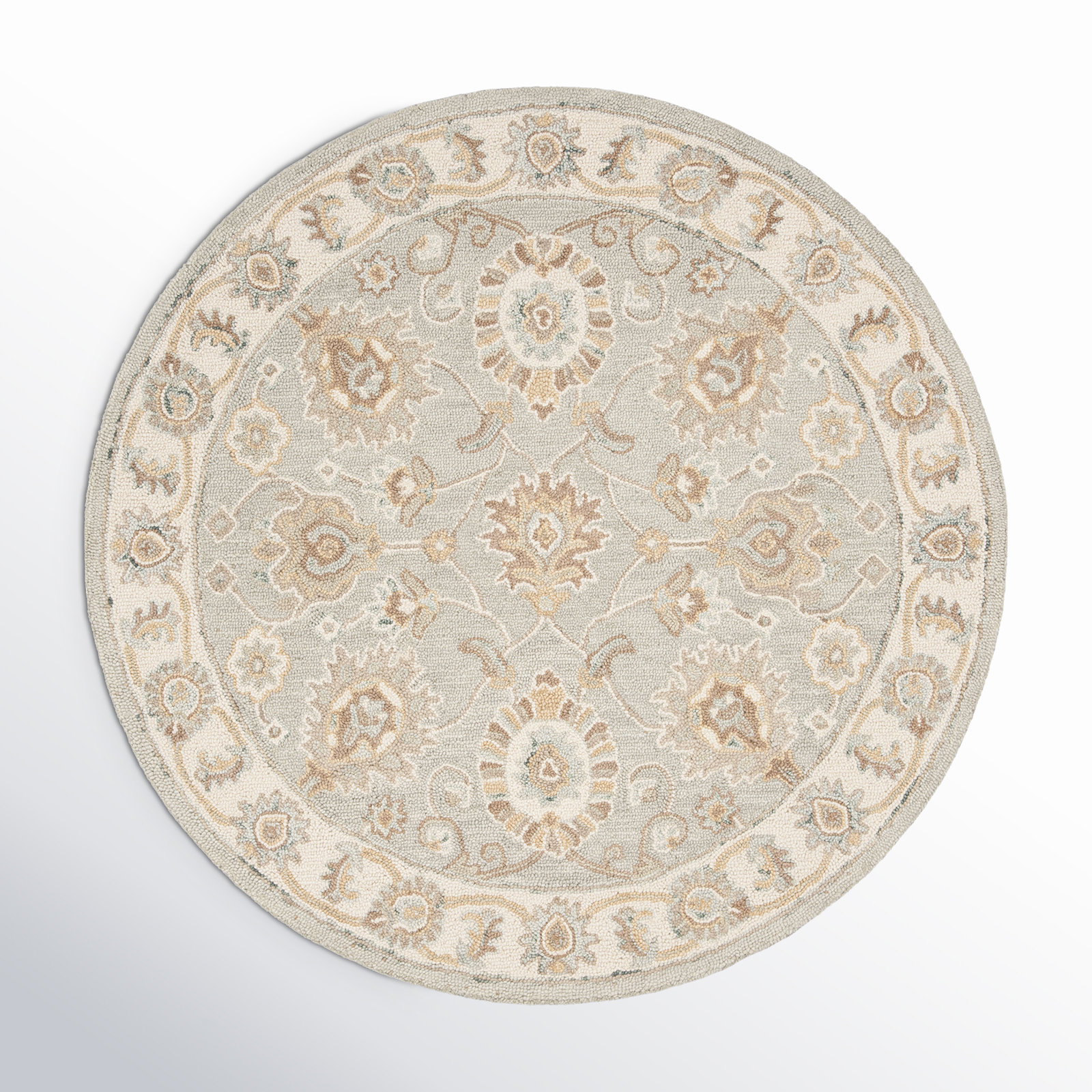 Desmondia Handmade Wool Aqua/Ivory Rug, Round 8'