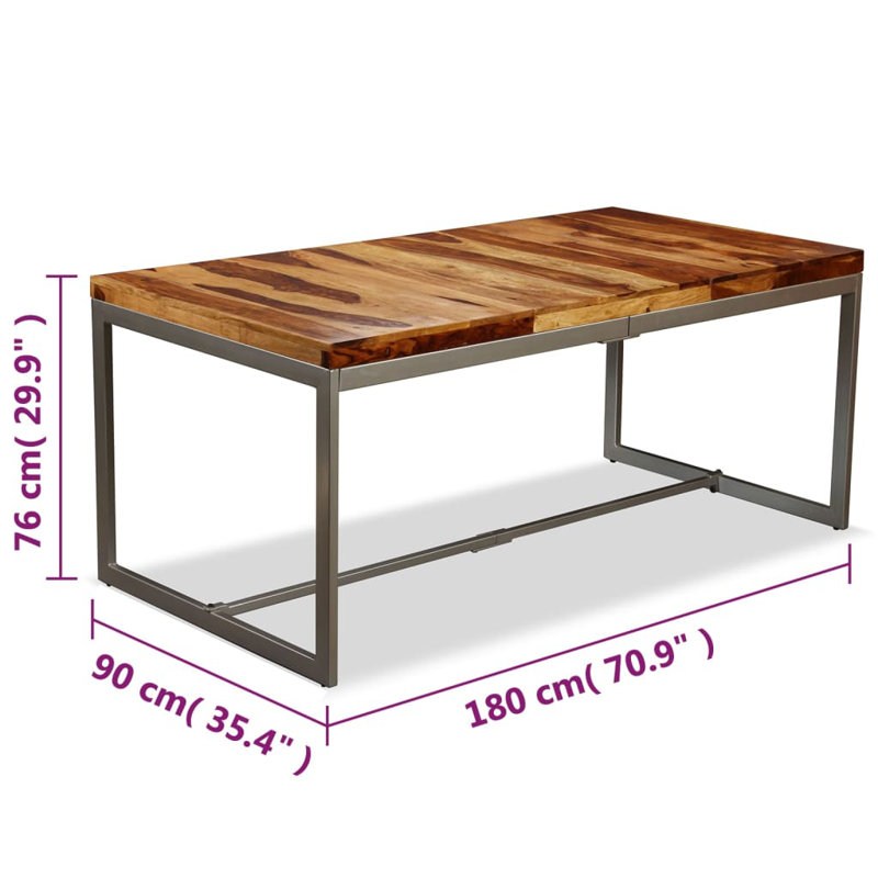 Dining Table Solid Sheesham Wood and Steel 70.9"