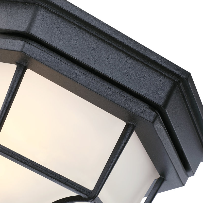 2 Pack 8.5 in. 1-Light Ceiling Mount Light Fixture With Frosted Glass with Matte Black Finish, 3.9" H  x 8.5" W x 8.5" D