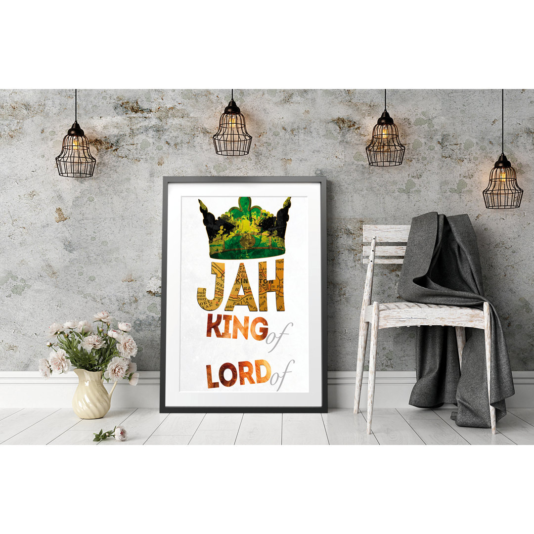 Gerahmtes Poster Jah King White