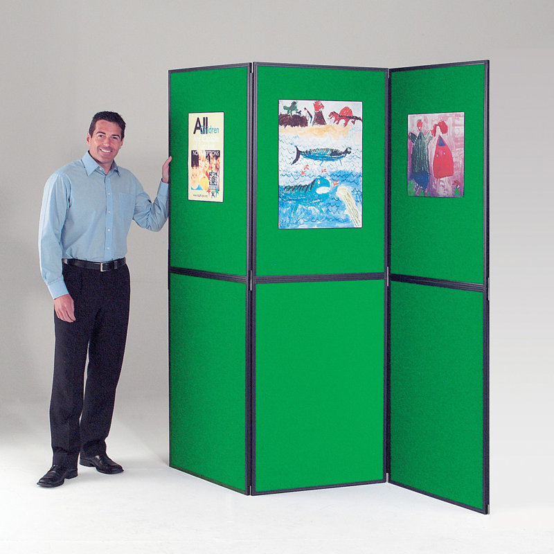 Free-Standing Bulletin Board, 200cm H x 210cm W, Black, Emerald Green