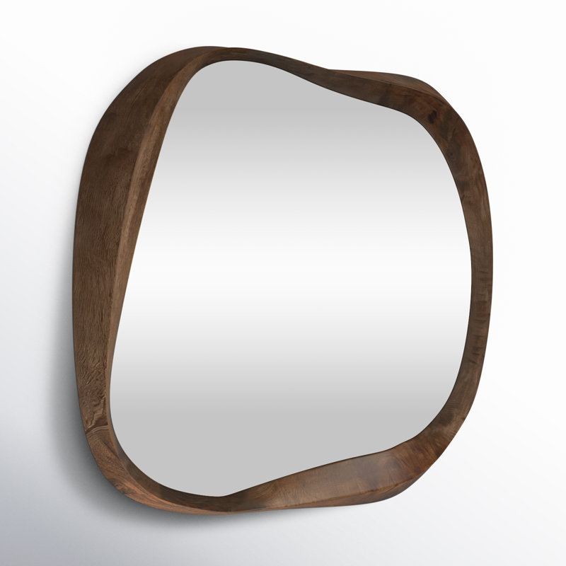 Brown Wooden Novelty Wall Mirror with Unique Shape