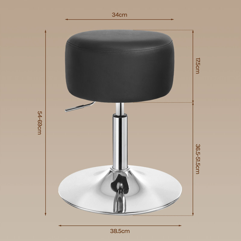 Kundana Swivel Upholstered Adjustable Height Counter Stool with Metal Frame, Black