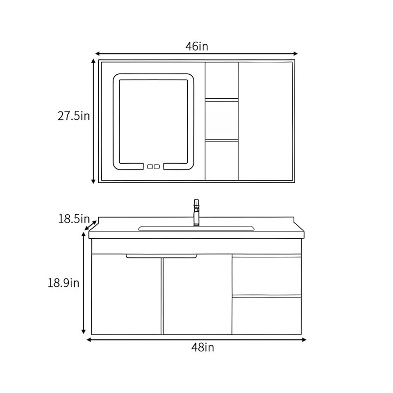 Simple and retro style bathroom cabinet