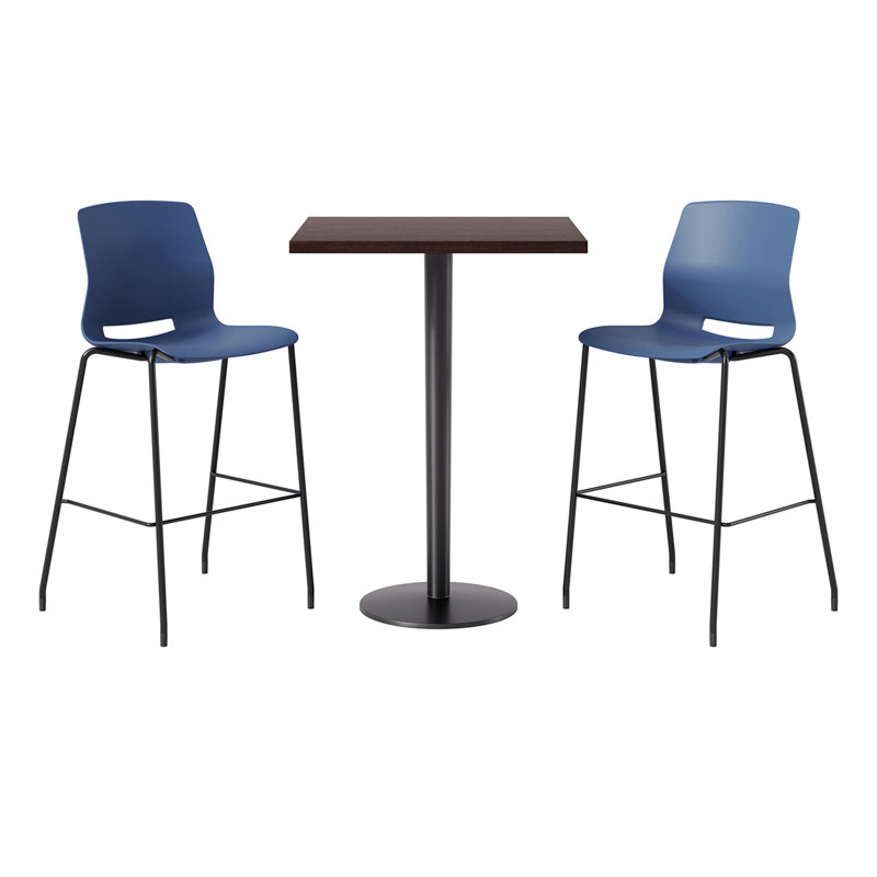 2 - Person Bar Height Dining Set, Espresso, Navy/Black