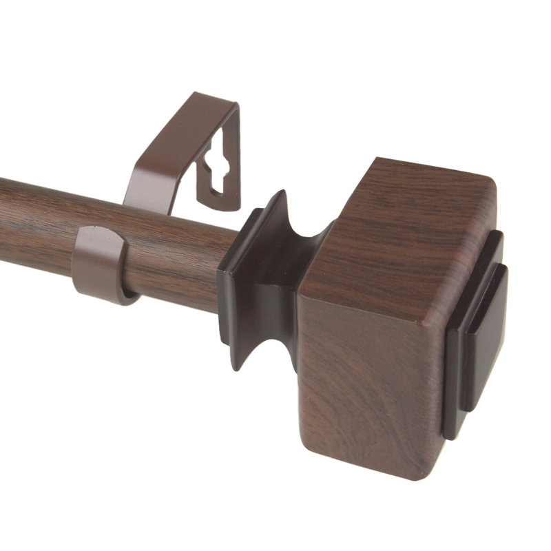 Tringle à rideaux simple en faux bois Abdulahad, Noyer foncé, 28" - 48"
