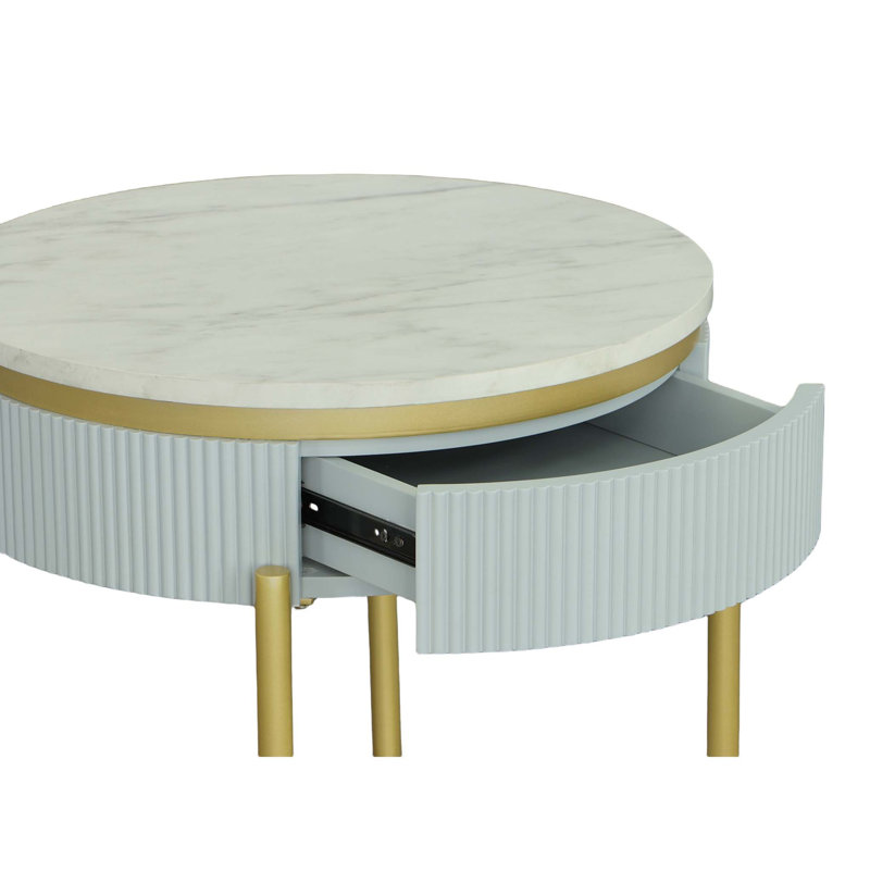 Nardine End Table with Storage, Deco Mist