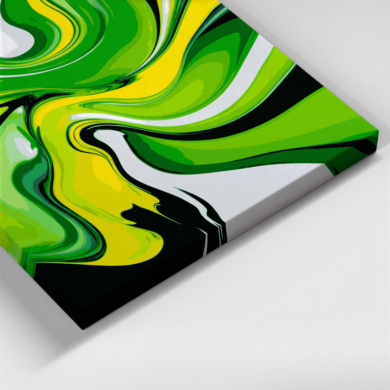 Abstrait art fluide sur toile verte 52, H 14 po x l 11 po