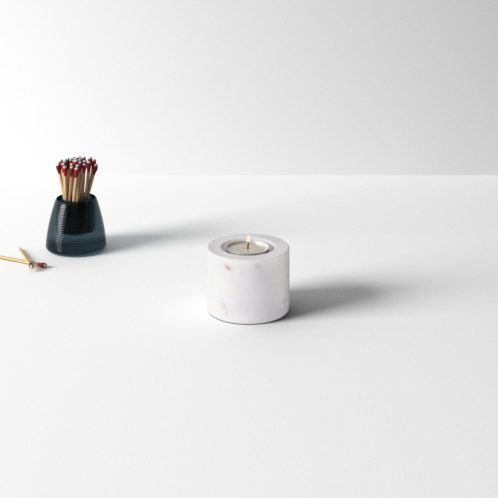 Matheson Genuine Marble Votive Holder, White