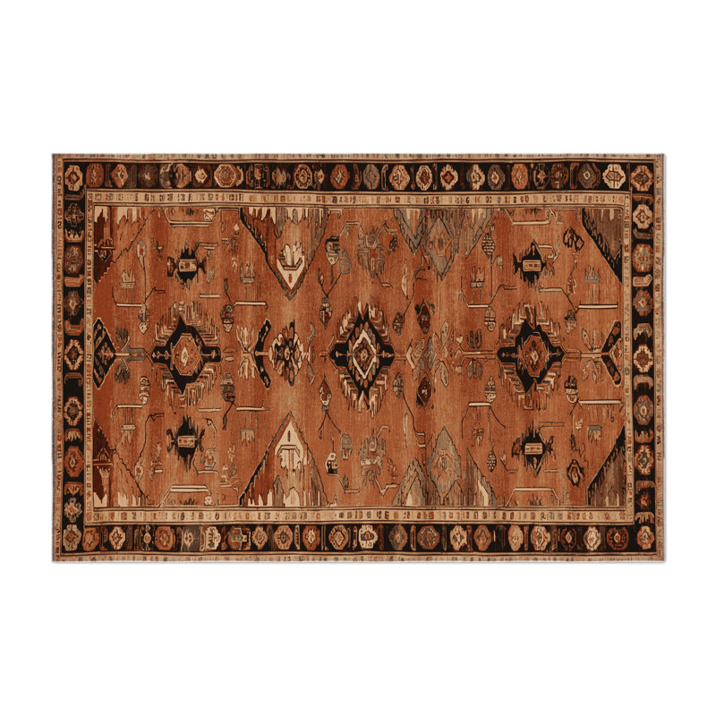 Turkish Brown Indoor and Outdoor Area Rug, Rectangle 5' x 7'