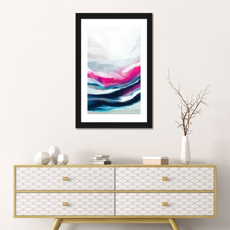 Fuchsia Wave Part 2 par Spell rebond Fine Art - impression d'art graphique, H 24 po x l 16 po x P 1 po, Papier encadré noir