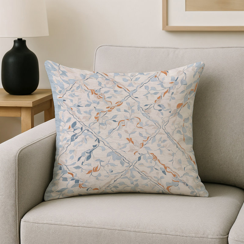 Coussin décoratif intérieur / extérieur gris Modern Modern, Carré 16 po, Gris / bleu / géométrique brun