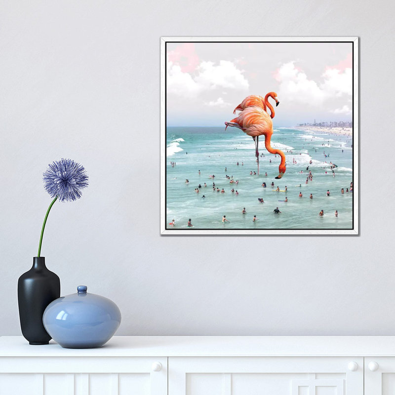 Beaching Around 1 Piece Wall Art on Canvas, 45.72 cm H x 45.72 cm W, White Framed