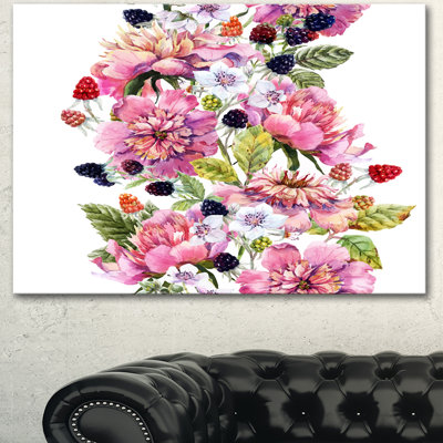 « aquarelle rose composition », reproduction d’art sur toile tendue