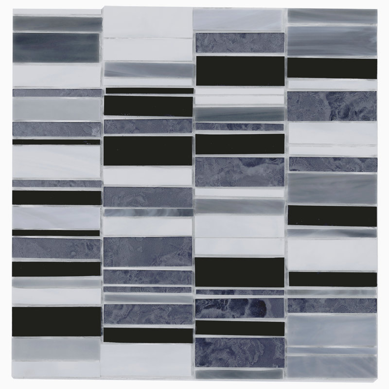 Rococo Stacked 11.93 in. x 12 in. Polished Glass Mosaic Wall Tile (0.99 Sq. Ft. / Each), Celestine Silver