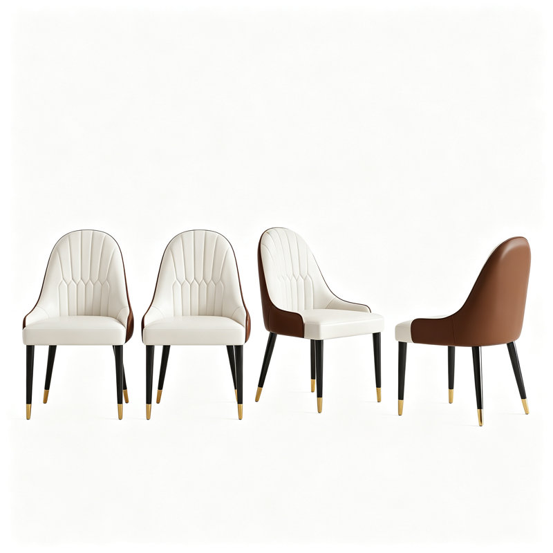 Chaise d'appoint rembourrée en similicuir Frania, Brun / Blanc, 4