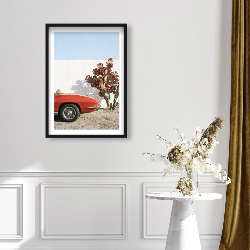 Estampe Parked Bloom Shadowbox Transportation d'Oliver Gal, H 37,5 po x l 25,5 po, Cadre noir