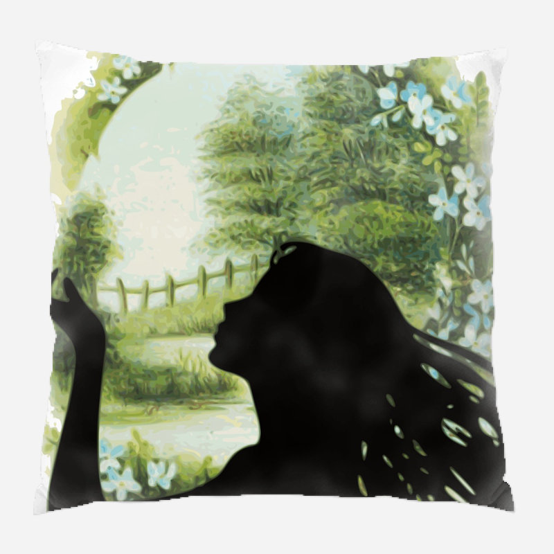 Coussin décoratif paysage Hodgins, Microsuède, Intérieur