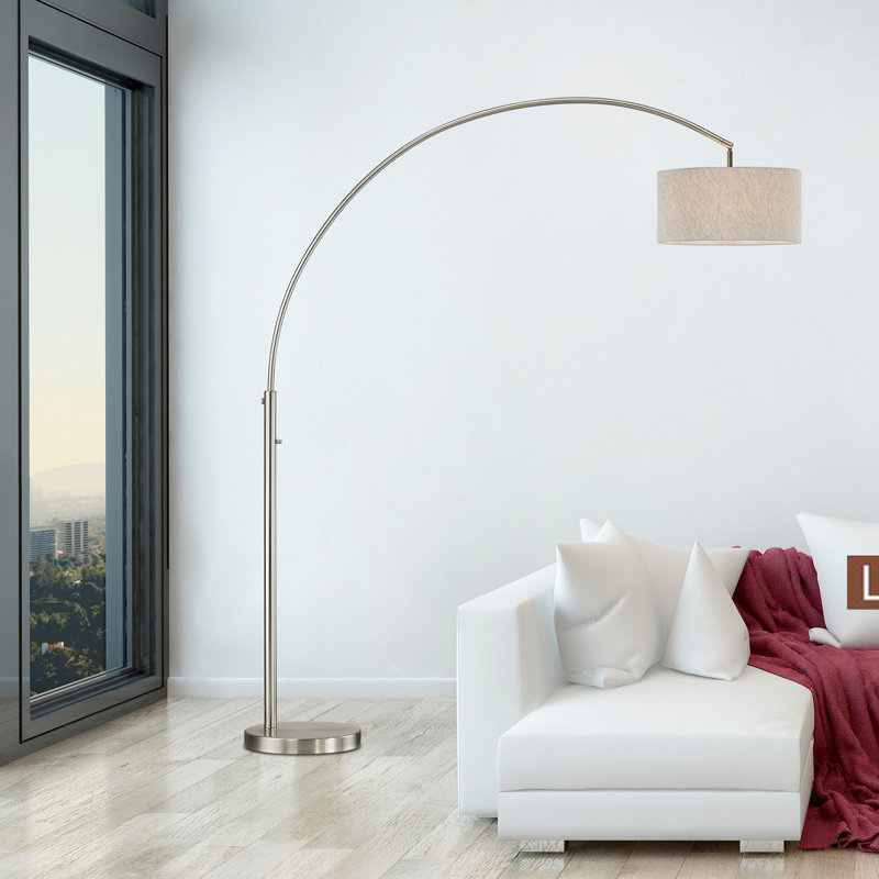 Lampe sur pied arquée 80 po Elena, Nickel brossé