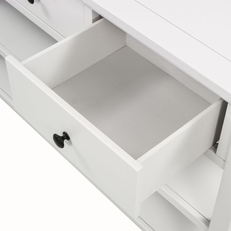 Console rétro avec deux tablettes ouvertes, Blanc antique, Blanc antique