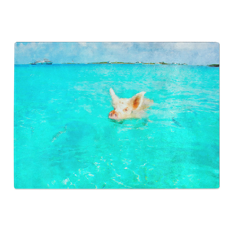 Swimming Pig Chopping Board, 20cm W x 28.5cm L