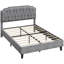 Upholstered Bed Frame with with Diamond Button-Tufted Headboard-332416920-333022945