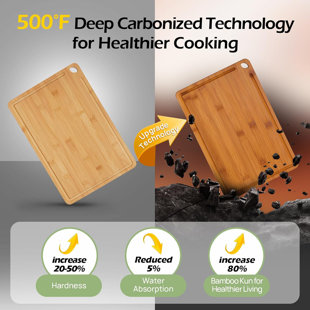Bamboo Cutting Board, Durable Wood Cutting Boards for Kitchen with Deep Juice Grooves