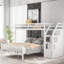 Lit mezzanine simple au-dessus d'un lit double blanc avec escalier et escalier de rangement pratique d'une largeur de 78,4 po offrant un espace de couchage spacieux-1647651742