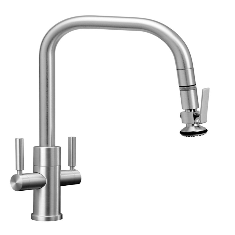 Fulton Modern 2 Handle Plp Pulldown Faucet - Angled Spout - Lever Sprayer, Matte Black