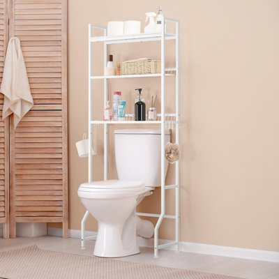 White Toilet Storage Rack with Shelves