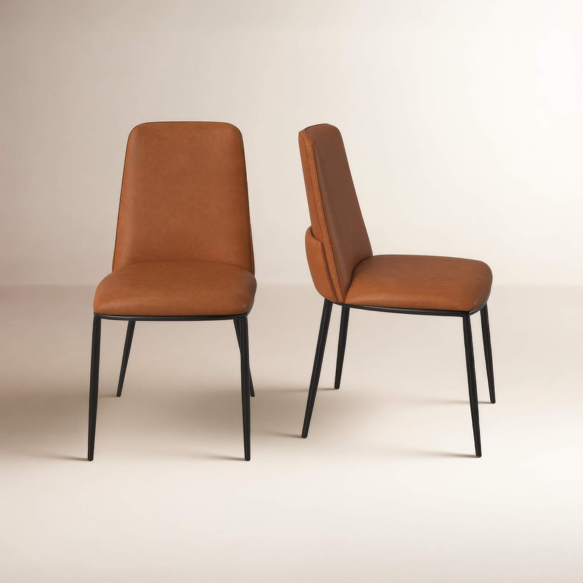 Welles Leather Upholstered Side Chair, Brown Pebbled Top Grain Leather