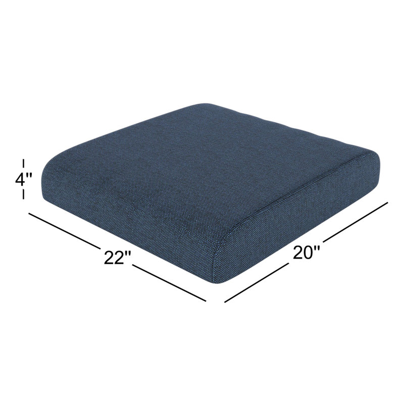Sunbrella® Outdoor Ottoman Cushion, Sunbrella® Spectrum Indigo, 4" H x 22" W x 20" D