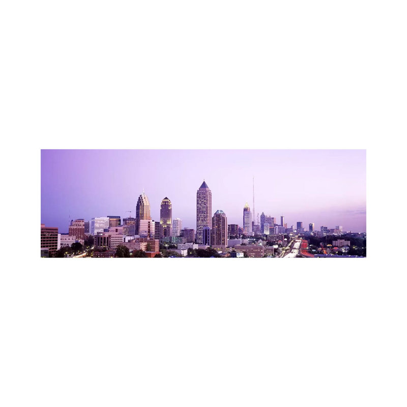 Twilight, Atlanta, Georgia, USA 1 Piece Wrapped Canvas Panoramic Wall Art, 30.48 cm H x 91.44 cm W x 3.175 cm D