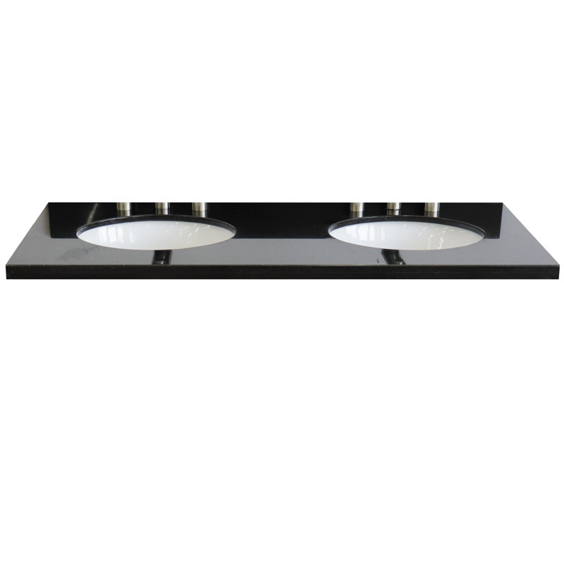 Plateau de meuble-lavabo double 49 po avec lavabo, Noir galaxie