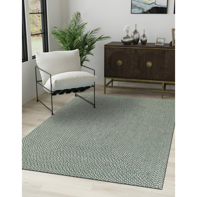 Tapis contemporain Aideen - vert, Rectangle 2 pi x 3 pi 1 po