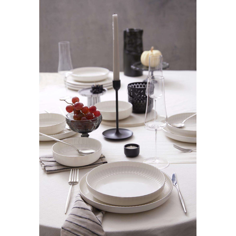 Service de vaisselle, Blanc / argenté