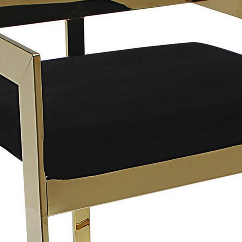 Tabouret Adalinna, Noir, Tabouret de bar (siège d'une hauteur de 30 po), Or