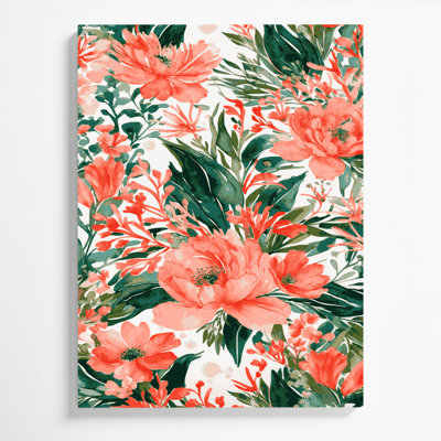 Aquarelle, art floral gris sur toile
