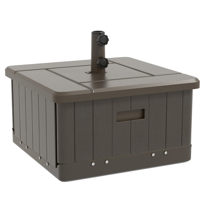 Table de parasol remplissable de 175 lb, 31 po, brun, avec roulettes et poignées pour une base portable amusante, facile à manipuler à l'extérieur