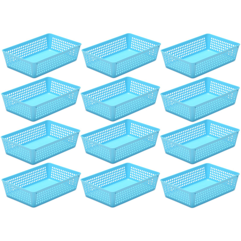 Ensemble de rangement en plastique pour tiroir de bureau, Bleu, H 2,25 po x l 9 po x P 6 po, 12