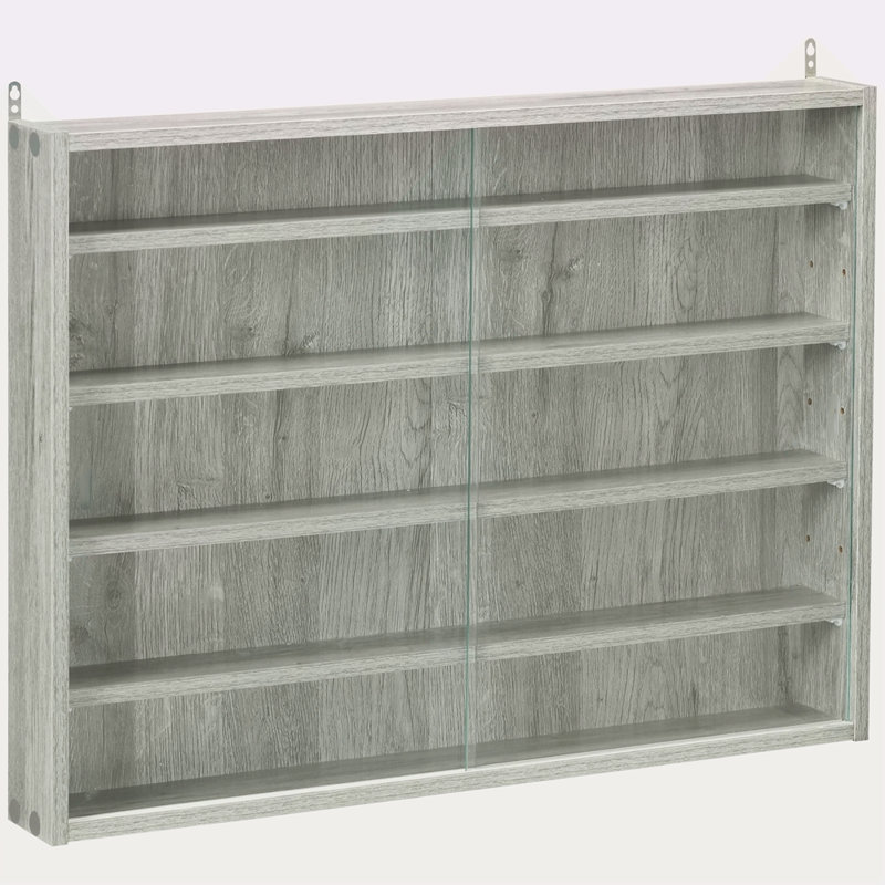 5-Tier Display Cabinet, Glass Display Case With 2 Doors And Adjustable Shelves, Wall-Mounted