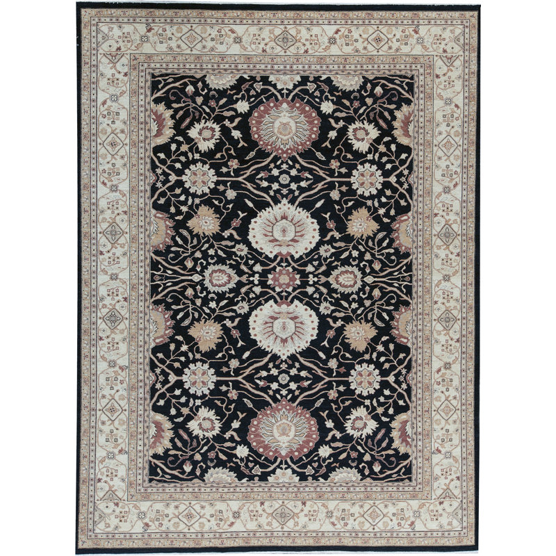 Tapis noir de haute qualité noué à la main