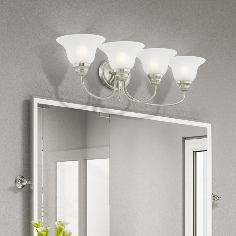 Éclairage de salle de bain à intensité variable 4 lumières Nicolas, Nickel brossé
