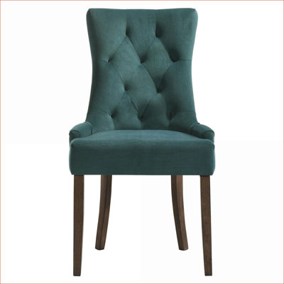 Ensemble de chaises à dossier capitonné jaune moutarde (ensemble de 2), pieds espresso brun foncé pour adultes