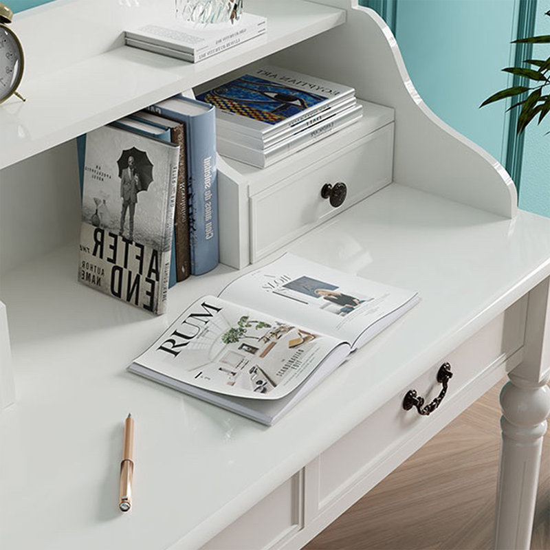 Bureau de direction rectangulaire blanc en bois massif avec tiroirs, 29.92"H*39.37"W*19.69"D, Blanc