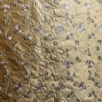 Tissu tamoul | Tissu floral brodé en soie | Tissu de draperie et de rideau
