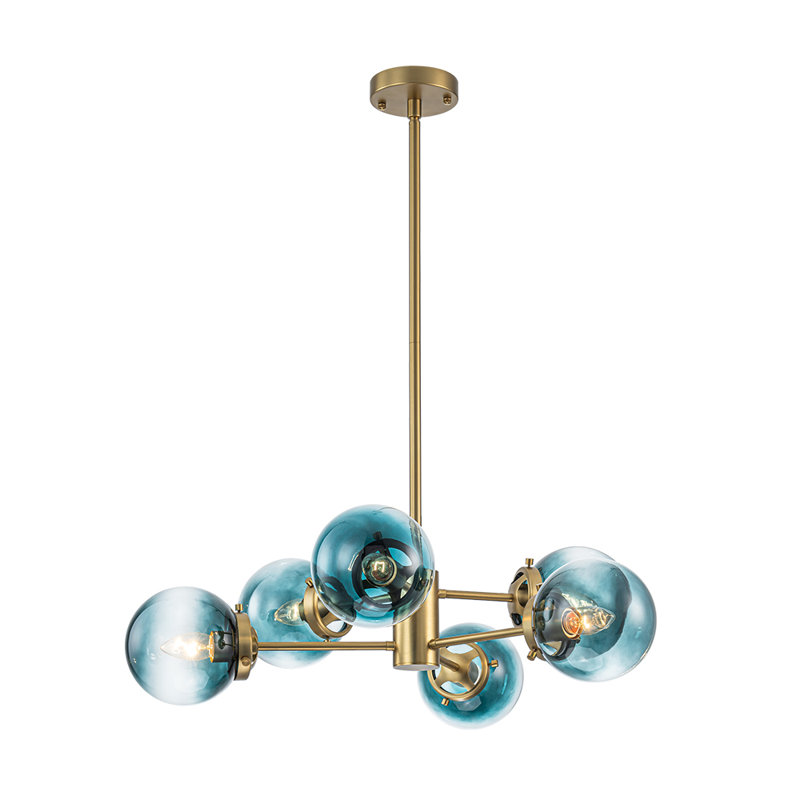 6 - Light Chandelier with Glass Accents 