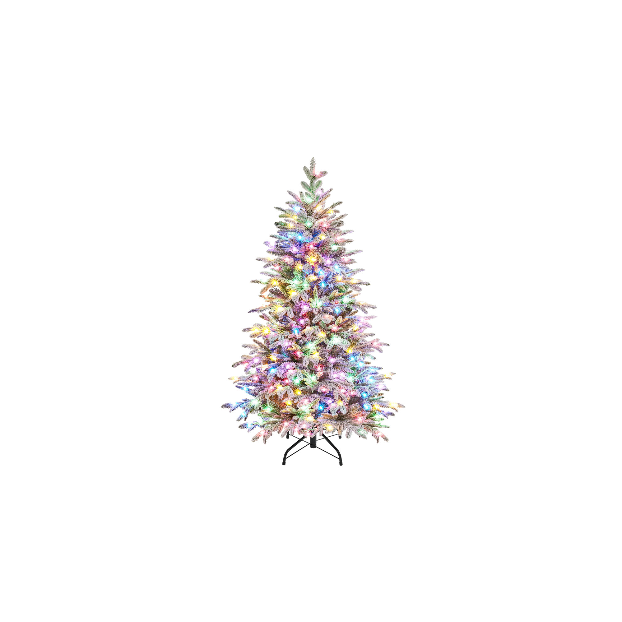 Pre-lit Snow Flocked Christmas Tree with Multicolored LED Lights of 9 Light Modes, 4.5'